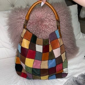 LUCKY BRAND SUEDE PATCH HOBO BAG